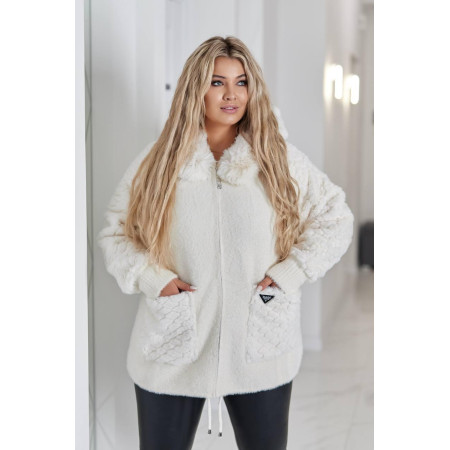 Кардиган жіночий Альпака з капюшоном oversize 52-58 Білий