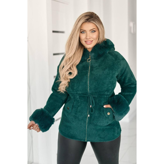 Кардиган женский Альпака с капюшоном oversize 46-52 Зелёный
