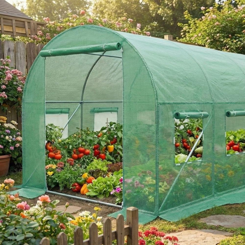 Садова теплиця площею 30 м² (10 × 3 × 2 м) з вікнами, армована плівка UV-4, труба 25 мм, Польща