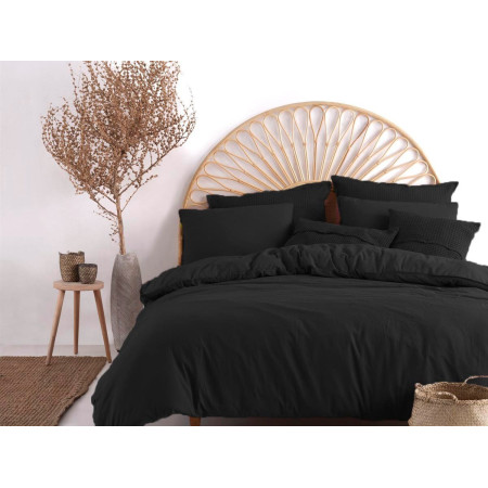 Постільна білизна євро Limasso Stonewashed Ranforse 200 х 220 см Black