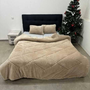 Ковдра зимова плюшева Світла беж