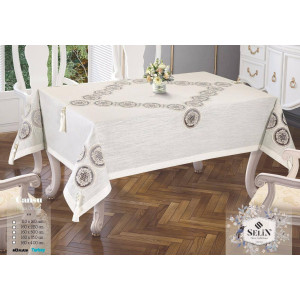 Льняная скатерть Selin Cansu 160×300 см Беж