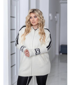Кардиган женский Альпака с капюшоном oversize 46/58 4 цвета