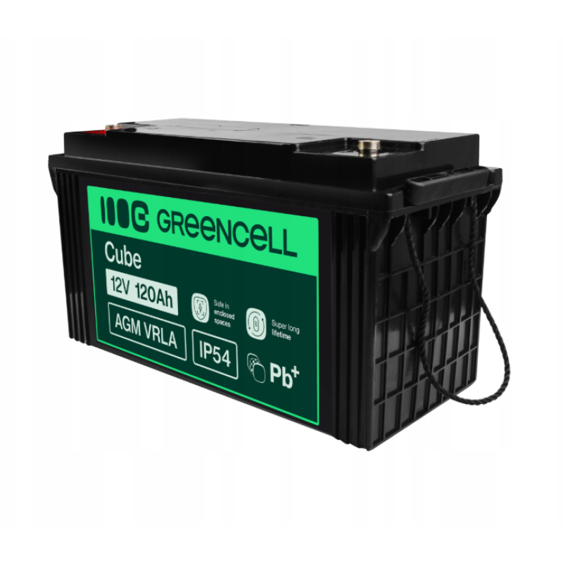 Аккумулятор Green Cell AGM VRLA 12V 120Ah IP54 не требует обслуживания (срок службы - 5 лет)