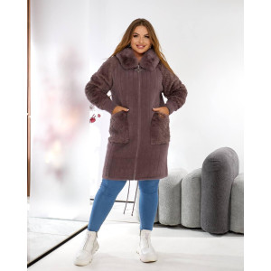 Кардиган женский Альпака  oversize 48-56 Коричневый