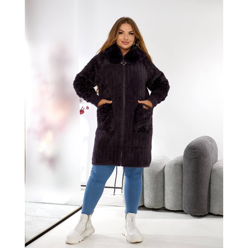 Кардиган жіночий Альпака oversize 48-56 Баклажан Кардиган жіночий Альпака oversize 48-56 Баклажан