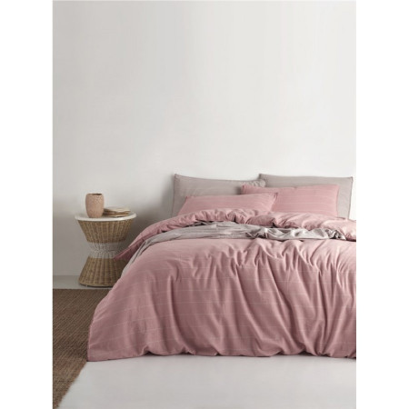 Постільна білизна євро Limasso Stonewashed Ranforse 200 х 220 см Aura Pudra