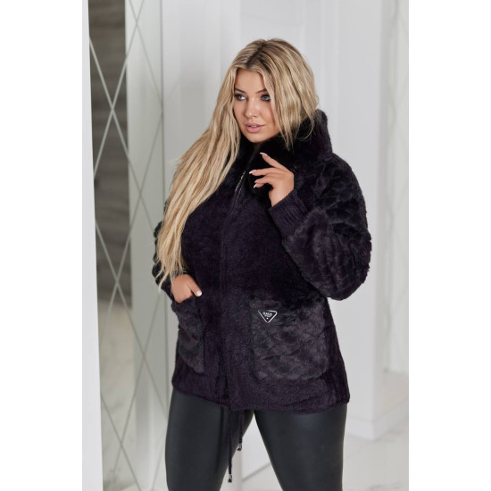 Кардиган женский Альпака с капюшоном oversize 52-58
