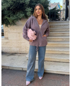 Кардиган женский Альпака с капюшоном oversize 48-56 арт. 9450