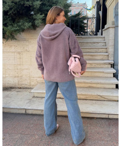 Кардиган женский Альпака с капюшоном oversize 48-56 арт. 9450