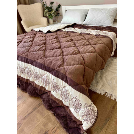 Одеяло флисовое зимнее 195x215 см с открытым мехом 450г/м кв.