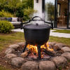 Туристический чугунный котелок 8 л Garden Line на 3 ножках с крышкой и ручкой для переноски (Польша)
