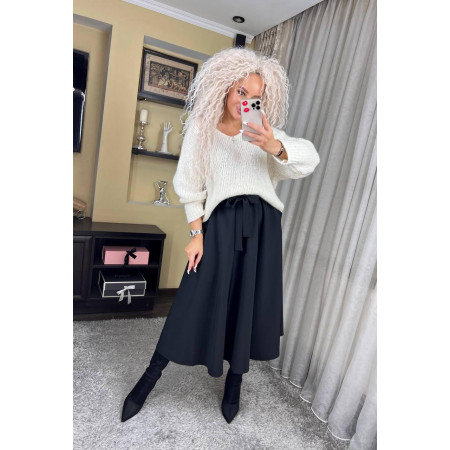 Мідіспідниця з поясом напівкльош Чорний