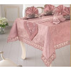 Велюровая скатерть с ранером Selin Aylin Set 160×220+12 салфеток