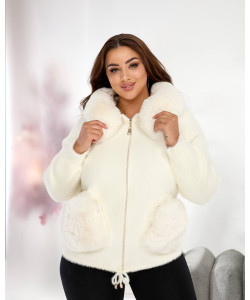 Кардиган женский Альпака с капюшоном Элис oversize 50-56