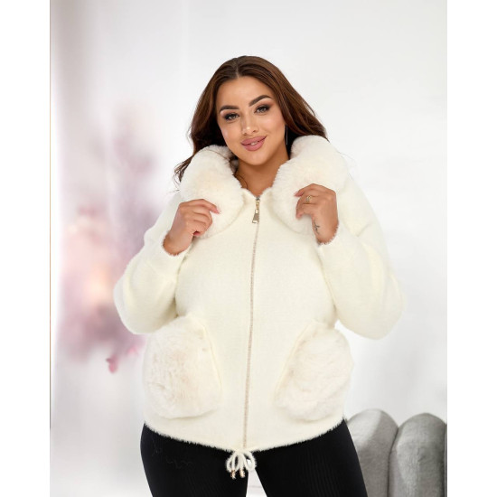 Кардиган женский Альпака с капюшоном Элис oversize 50-56