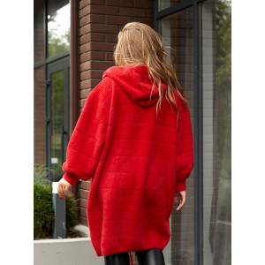 Пальто женское с капюшоном Альпака р. 58-76 Красный