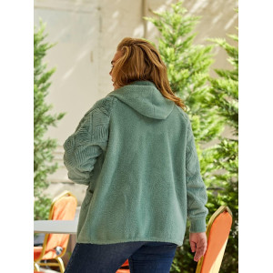 Кардиган женский Альпака с капюшоном oversize 48-56 Мята