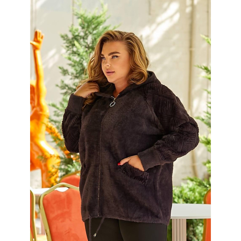 Кардиган жіночий Альпака з капюшоном oversize 48-56 М'ята Кардиган жіночий Альпака з капюшоном oversize 48-56 М'ята