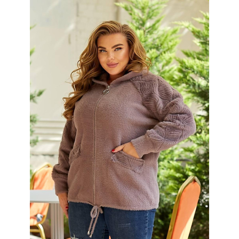 Кардиган жіночий Альпака з капюшоном oversize 48-56 М'ята Кардиган жіночий Альпака з капюшоном oversize 48-56 М'ята