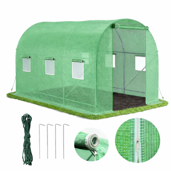 Садовая теплица 6 м2 (3 × 2 × 2 м) с окнами, армированная пленка UV-4, Зеленая (Польша) арт. 2135888776
