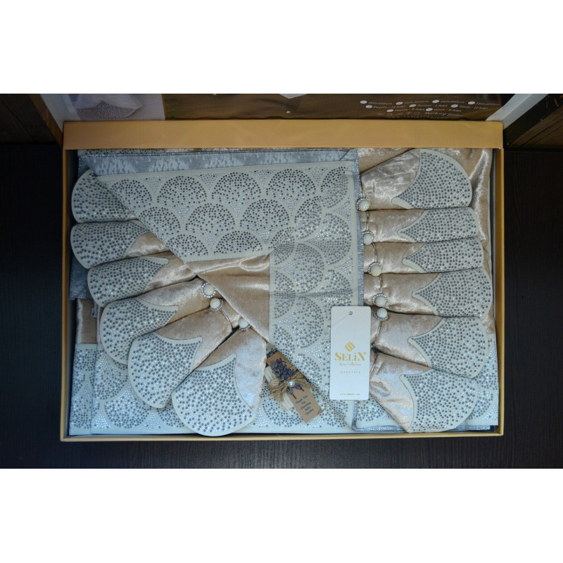 Ветрова скатертина з ранером Selin Derya Set 160×300 + 12 серветок Ветрова скатертина з ранером Selin Derya Set 160×300 + 12 серветок