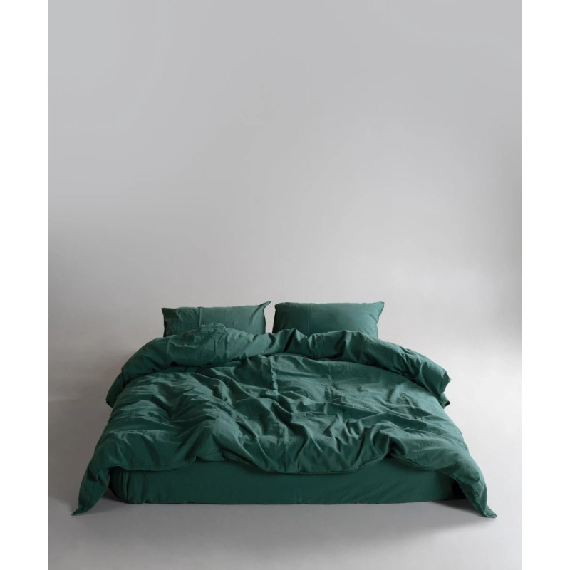 Постільна білизна євро Limasso Stonewashed Ranforse 200 х 220 см Dark Green