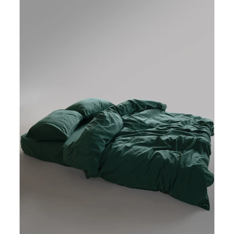 Постільна білизна євро Limasso Stonewashed Ranforse 200 х 220 см Dark Green