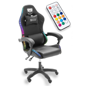 Геймерское кресло Grizzly с RGB LED подсветкой (12 режимов), Черное